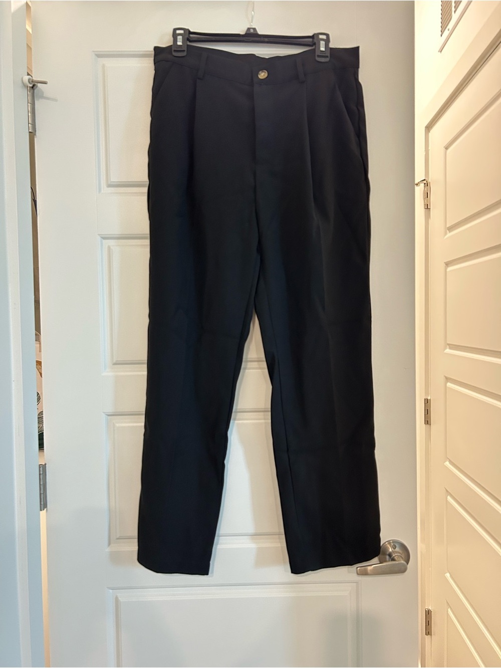 Men's Black Pleated Dress Trousers